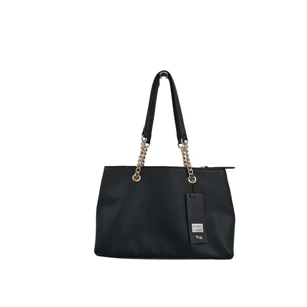 Mathew + Julian Tote Bag Womens‎ Black Faux Leather Chain Shoulder L15298ES